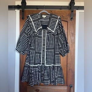 Charming Black and White Mini Dress by Entro